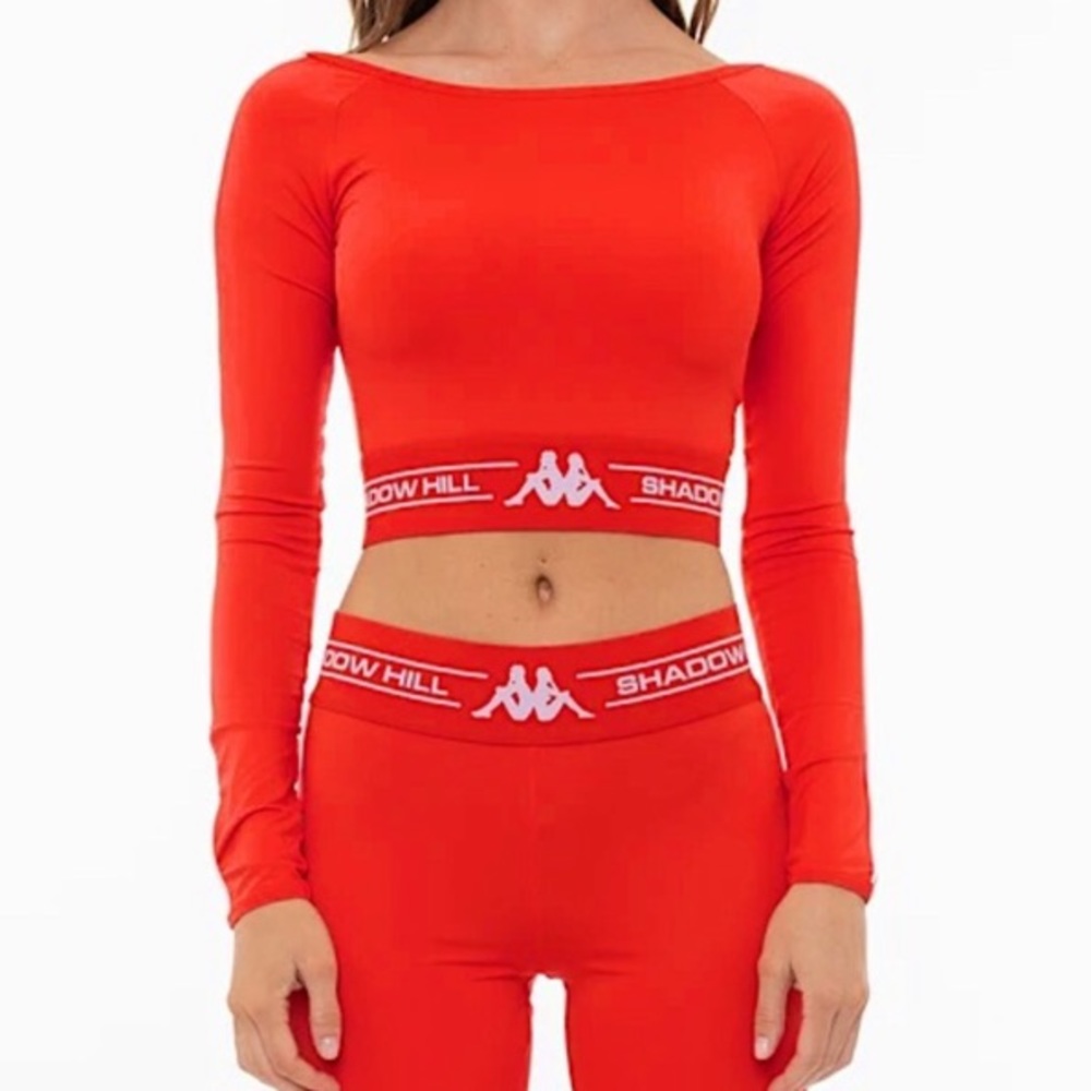 Kappa Shadow Hill Serem Crop Top Fiery Red NWT